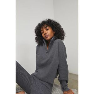 Lunya Cozy cotton silk zip pullover restful grey heather M